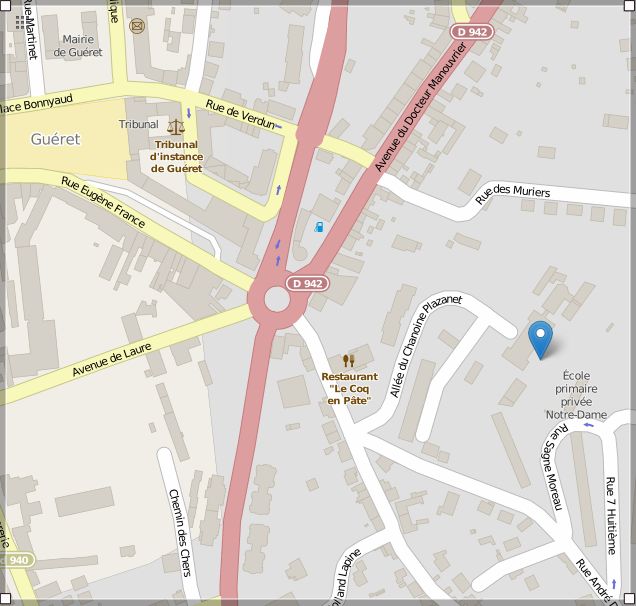 Image Open Streetmap de l'adresse de l'école privée notre-dame à Guéret