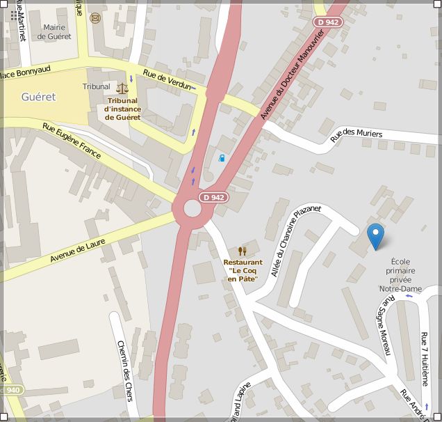 Image Open Streetmap de l'adresse de l'école privée notre-dame à Guéret